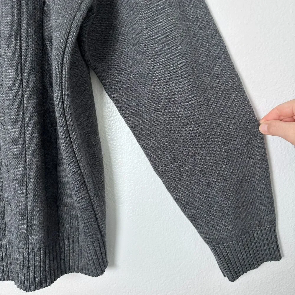 Oscar De La Renta Mens-XXL Sweater Gray Cable Knit Preppy Office Casual Workwear
